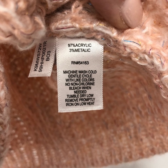 NWT-Kensie Oversized Peach Marl Knotted crew neck Sweater XS - Picture 5 of 6